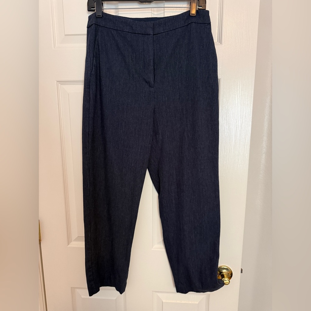 Express Heather Navy Blue High-Waist Ankle Editor Pant